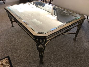 Large Brass And Glass Coffee Table