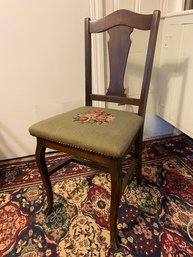 Antique Side Chair With Needlepoint Seat