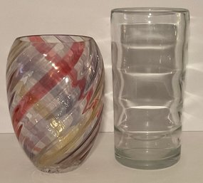 Vintage Rainbow Swirl & Clear Vases