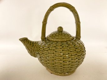 Massive Basketweave Pottery Tea Pot