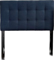 Adjustable Height Indigo Blue Upholstered Headboard, Twin