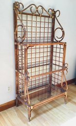 Vintage Bamboo And Glass Etagere/Bakers Rack
