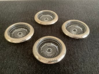 Sterling Trimmed Glass Coasters