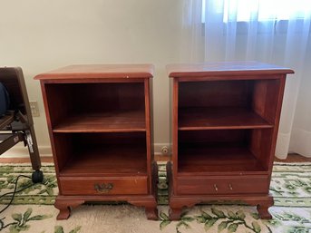 Pair Of Nighstands With Shelves & Drawers