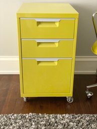 CB2 Three Drawer Lime Green File Cabinet