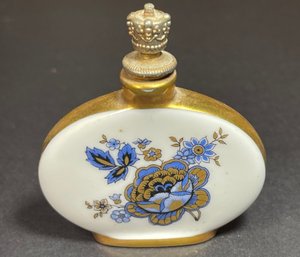 Fine Antique Porcelain Perfume Bottle Blue Roses W Gold