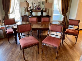 Stately Solid Wood Dining Table & Six Chairs, Paid $6500