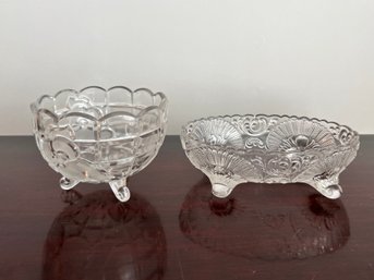 Footed Cut Glass Candy Bowls (2)