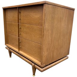 Kent Coffey  ' The Sequence' -  Mid Century Walnut And Brass 3 Drawer Chest