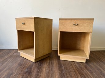 Pair Of Blonde Mid Century Modern Night Stands