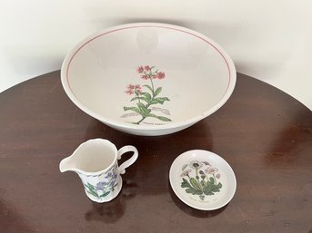 Botanical Serving Bowl, Small Plate And Creamer