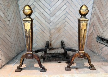 Pair Of Brass Fireplace Andirons (#1)