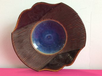 Blue And Brown Glazed Pottery Platter