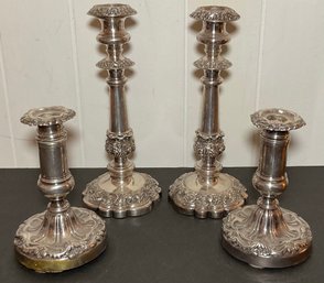 2PRS. Silver-plated Ornate Candlesticks