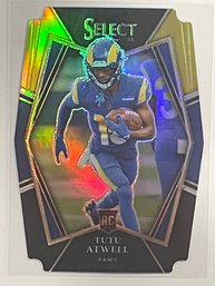 2021 Panini Select Premier Level Die Cut Tutu Atwell Silver Prizm Rookie Card #161