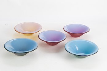 Set Of 5 Fun Colorful Glass Bowls