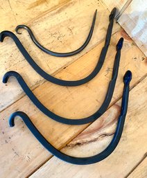 Forged Black Hanging Hooks-3 Large And 1 Small