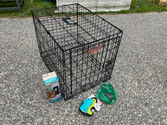 Small Animal Crate, Leash And Toys 17x24x19