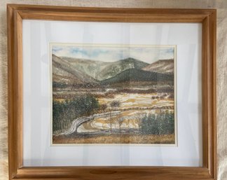 View Of Mt. Greylock Reservation From Rt 7 Watercolor Painting Signed Carol Kelly 16x20 Matted Framed