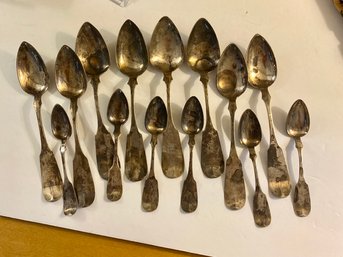 Antique Coin Silver Spoons Retailed By Cassidy & Ball Philadelphia 19th C. 430 Grams