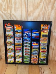 Mixed HOTWHEELS And MATCHBOX Cars And Wall Display