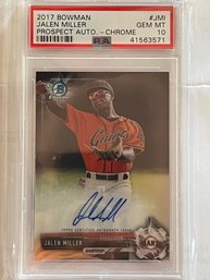 2017 Bowman Chrome Jalen Miller Prospect Auto Card #JMI    PSA 10