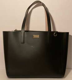 Kate Spade, NY, Large Black Leather Carry All Tote Handbag