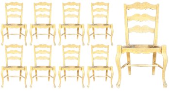 Set Of Nine French Country Ladder Back Side Chairs - WITHOUT SEAT CUSHIONS