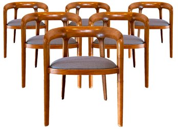 A Set Of 6 Modern Walnut Arm Chairs By Noe Duchaufour-Lawrance For Berhardt