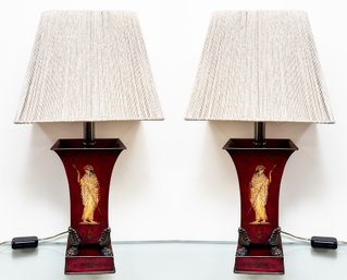 A Pair Of Vintage Art Metal Lamps By Frederick Cooper