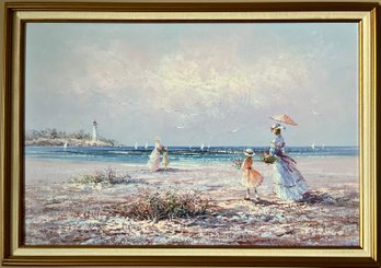 An Original Oil On Canvas Signed J.Miller - Beach Idyll - 38 X 27