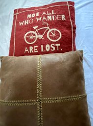 2  Throw Pillows ( 1 Leather)