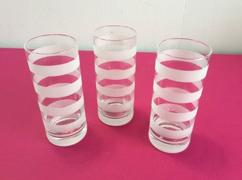 White And Clear Striped Water Glasses