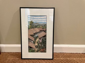 Original Marker Drawing Of Rooftops In Jamaica, Signed By Artist