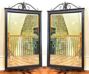 A Pair Of Iron Framed Mirrors By Ballard Designs