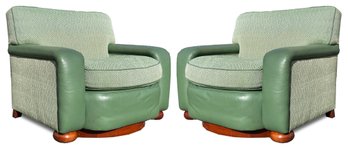 A Pair Of Modern Deco Revival Swivel Chairs