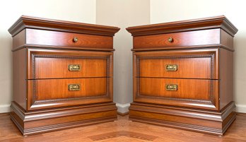 A Pair Of Italian Export Burl Wood Nightstands