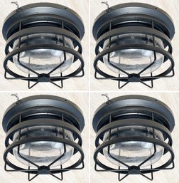 A Set Of 4 Modern Industrial Flush Mount Ceiling Fixtures