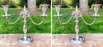 A Pair Of Vintage English Silver Candle Sticks