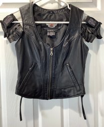 Vintage Harley Davidson Leather Vest & Gloves