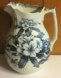 Antique AF & Co. Culton Staffordshire Blue & White Flower Pitcher