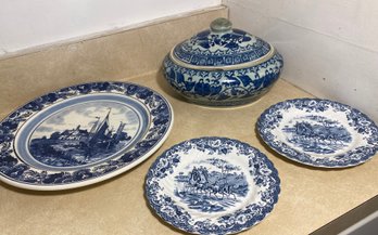 Blue And White Serving Lot  Johnson Bros. & More