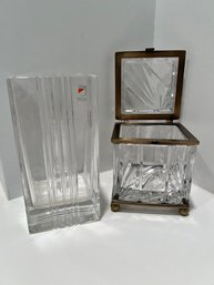 Colle, Italian Crystal Vase, With Covered Crystal Box