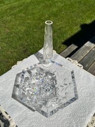 Waterford Bud Vase With Crystal Hex Shaped Bowl