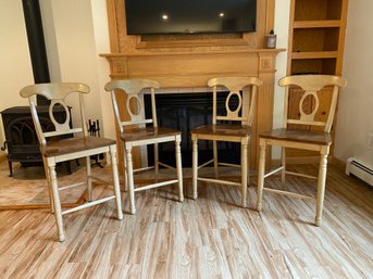 Four Counter-height Solid Wood Chairs