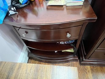 Single End Table, Mahogany Color, Wood, Single Drawer, 2 Shelf