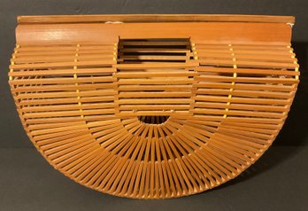 Vintage 1960s Wood Stick Demi Lume Handbag.