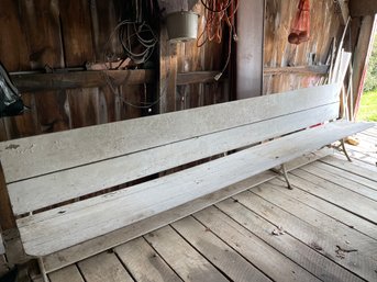 A Wooden Antique Pew With Cast Iron Base, 10 Feet Long