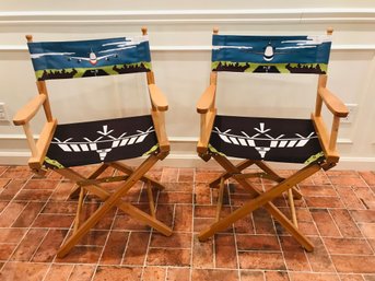 Pair Of United Airlines Airplane Directors Chairs