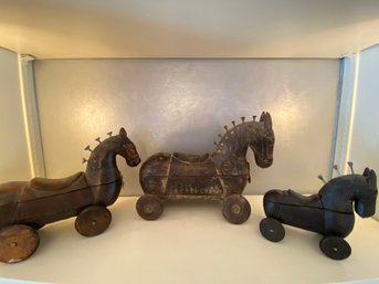 Three Chinese Horses On Wheels